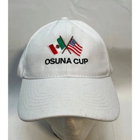 Osuna Cup Tennis hat cap 7" US Mexico strap back white - Picture 1 of 7